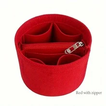1只圓形毛毡里料包含分層格,簡單的女性旅行化妝包 - 紅色 - 查看 1