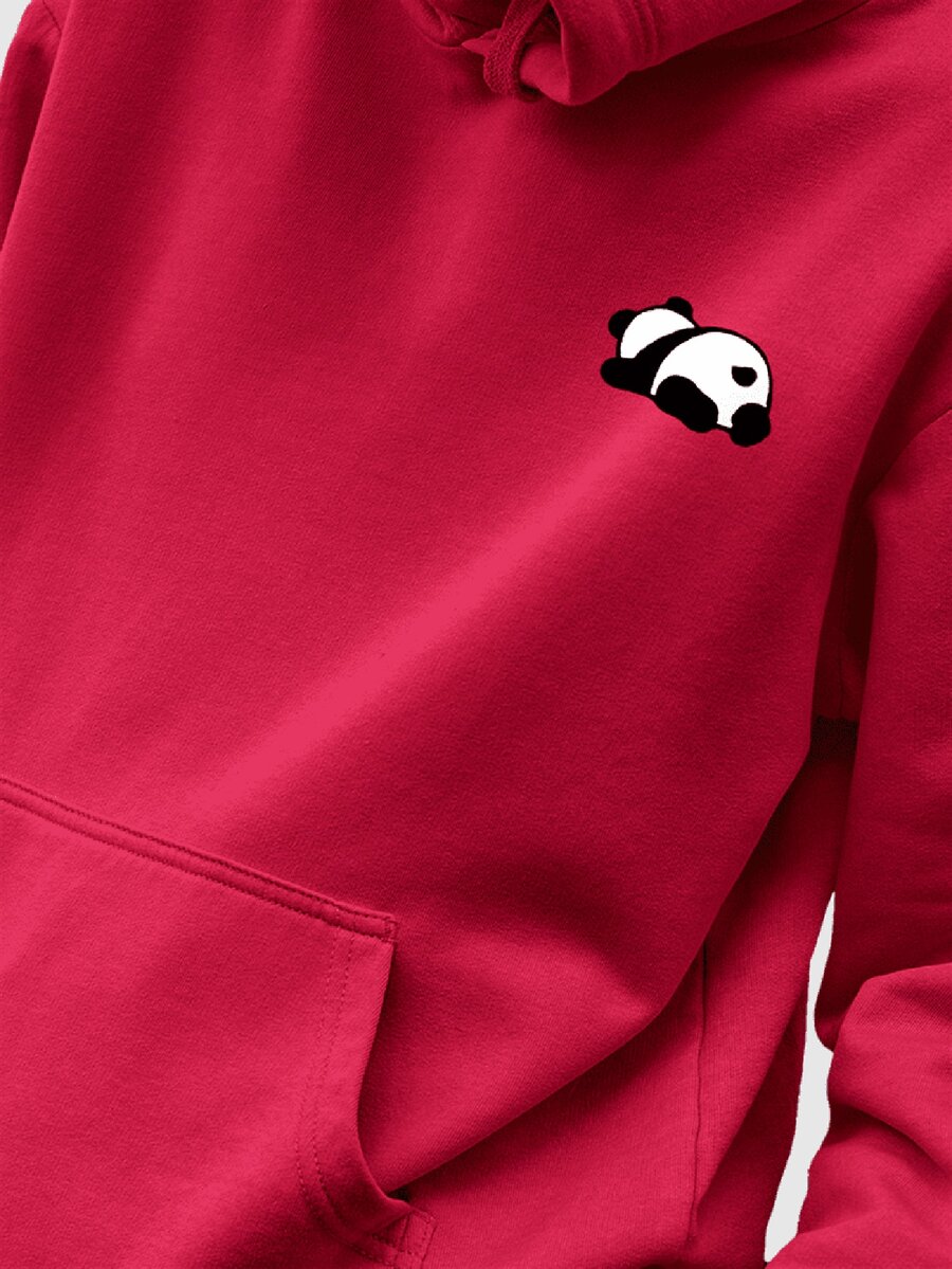 Men Hoodies - 酒紅色 - 查看 1