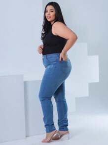 Plus Size Pants - 藍色 - 查看 4