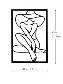 1pc Nordic Simple & Luxurious Lady Silhouette Design Iron Wall Decoration - Black - View 3
