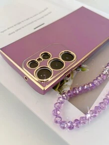 1入組鍍金幸運鑽手繩,與三星galaxy S24 S23 S22 S21 S20 Ultra + Fe Plus手機殼兼容的金邊框手機套 - 紫色 - 查看 7