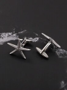 1 Pair Stainless Steel Creative Personalized Starfish Shaped Cufflinks, Men's Party Gift Option - Multicolor - View 2