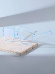 1 件男女通用方形框架处方眼镜，适合商务、办公室、日常佩戴 - 無色 - 查看 3