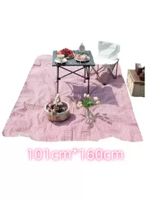 1PC Outdoor Pink Cute Plaid Picnic Mat, Picnic Park Mat, Spring Outing, Lawn Picnic Tablecloth, Suitable For Camping Outings, Beach, Barbecue, Picnic, Picnic Blanket