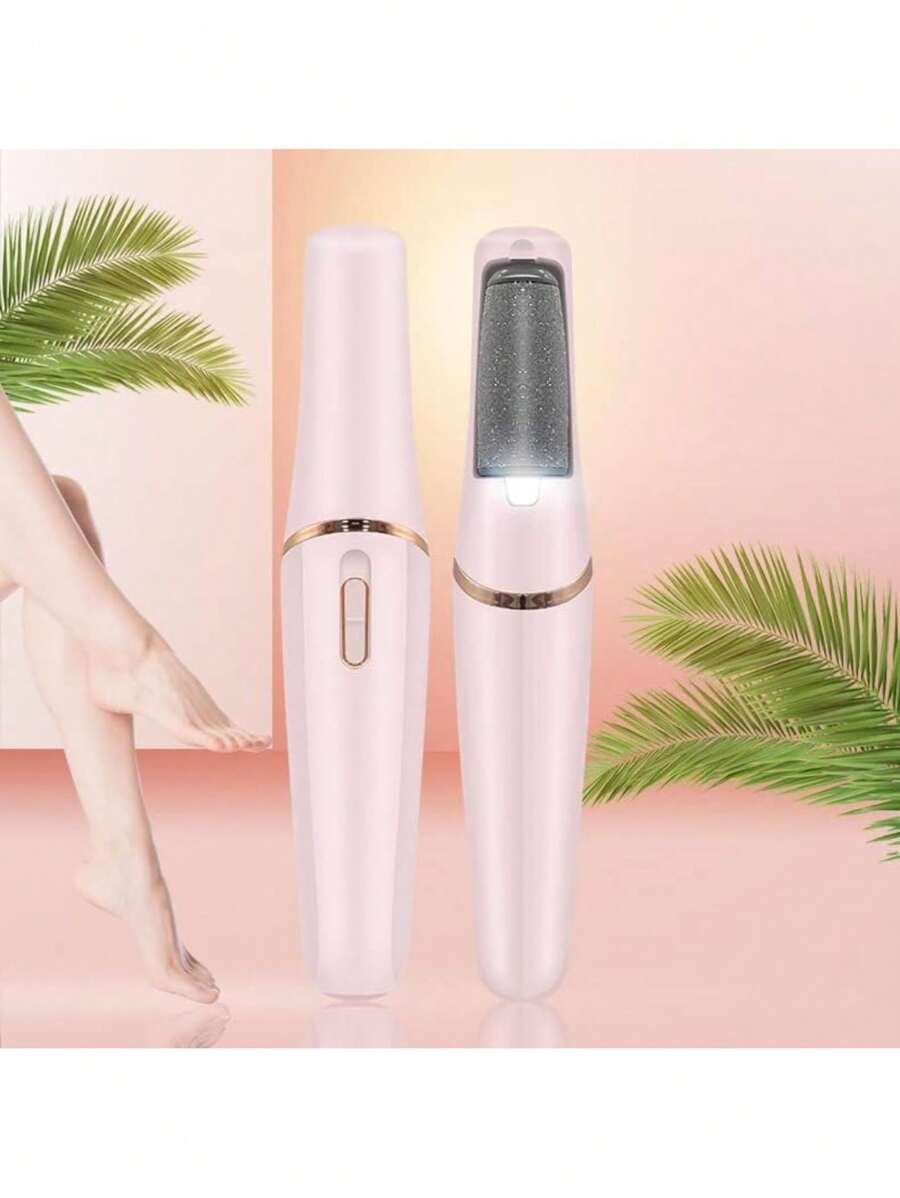 Rechargeable Electric Callus Remover Exfoliation Pedicure Foot File With Double File Two Speeds Light Included USB Charger Foot Care - Baby Pink - View 1