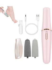 Rechargeable Electric Callus Remover Exfoliation Pedicure Foot File With Double File Two Speeds Light Included USB Charger Foot Care - Baby Pink - View 2