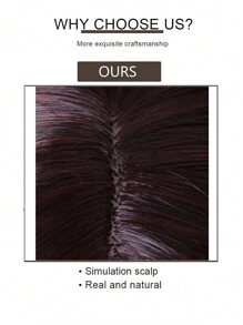 Parrucca Capelli Corti Castani Dritti Multicolore Moda Donna Con Frangia Copertura Completa Della Testa - Marrone scuro - Visualizzare 7