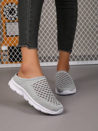 Pantofole piatte traspiranti in mesh leggere e morbide da donna per la primavera e l'autunno, comode per camminare all'aperto