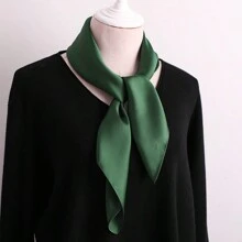 女士70cm x 70cm的亞麻方巾純色圍巾，適用於袋子裝飾、防曬、披肩、優雅頭巾、時尚髮箍 - A - 查看 22