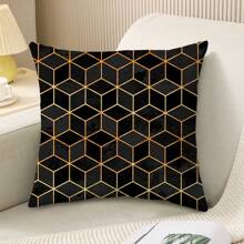 1pc Classic Geometric Gold Pattern Cushion Cover/Pillowcase Suitable For All Seasons (Without Filling) - Multicolor - View 2