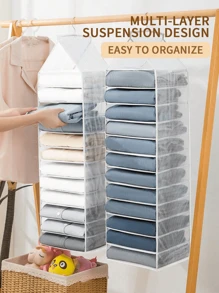 Túi đựng đồ nhiều ngăn treo tường, túi sắp xếp tủ quần áo gấp gọn, giá chia ngăn quần áo gia đình. - Nhiều màu - Xem 1