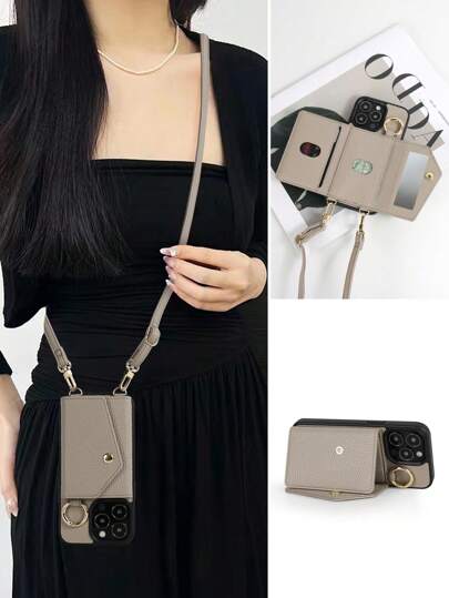 1pc Wallet Style Phone Case With Lanyard, Crossbody Leather Phone Holder, Shockproof Compatible With IPhone 17, 17 Air, 16, 15, 14, 13, 12, 11 Pro Max, 14, 15 Plus, Galaxy S21, S22, S23, S24, S25 Plus Ultra, Pixel 5A, 5G, 6, 7, 8 Pro