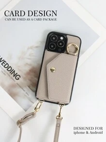 Lanyard 1 Pc Wallet-Style Phone Case With Strap, Crossbody Leather Shockproof Phone Pouch Fits 16, 15, 14, 13, 12, 11 Pro Max, Galaxy S21, S22, S23, S24, S25 Plus Ultra, Pixel 5A, 5G, 6, 7, 8 Pro