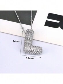 1 Pezzo Nuova Collana Con Ciondolo Lettera A-z 26 Di Lusso In Micropavé Cz, Collana Con Ciondolo Iniziale Del Nome In Platino Elettroplaccato Per Uomo E Donna