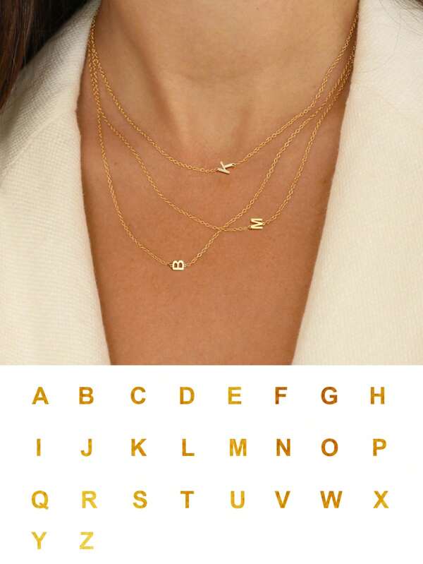 FOREVER QUEEN 925 Sterling Silver Necklace Initial Letters Necklace 14K Gold Plated 26 A-Z Alphabet Pendant Necklace Fine Necklace Silver Necklace Fashionable Women Pendant Necklaces Jewelry Gift Women