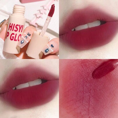 HISYI Labial De Brillo Labial De Terciopelo Mate, Naturalmente Duradero Y Con Un Alto Pigmento , Labial Mate Y Labial De Brillo Portátil
