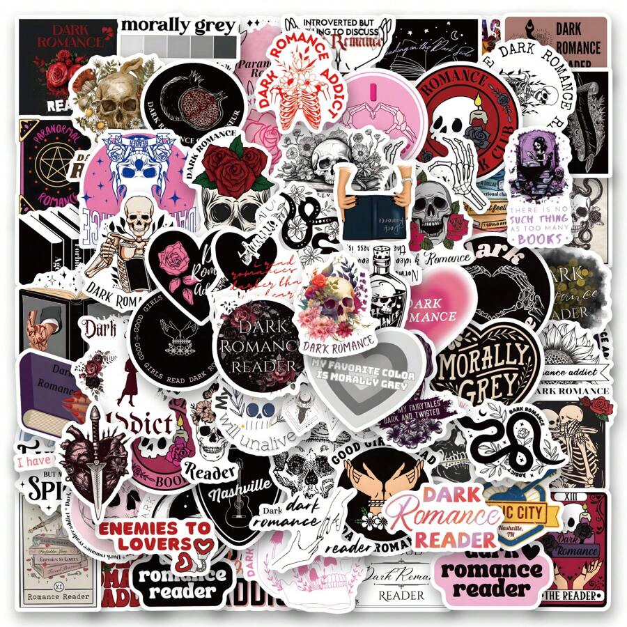 110PCS Dark Romance Czytelnicy Naklejki Naklejki winylowe Album, Pamiętnik, Laptop, Zderzak, Deskorolka, Butelki na wodę, Komputer, Telefon, Kreskówka, Kask, Naklejki samochodowe, Artykuły szkolne, Powrót do szkoły