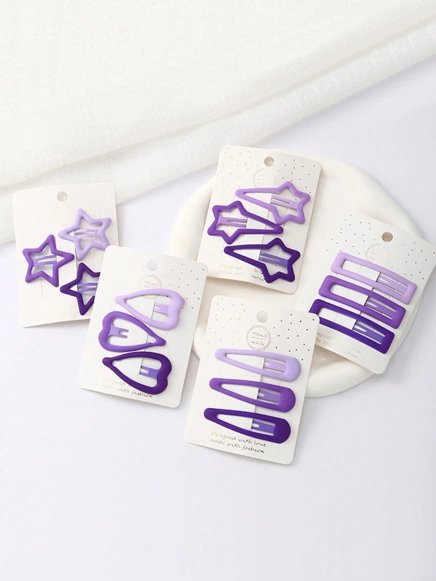 DIYPLUS 15个粉色发夹，心形和星形BB夹，渐变哑光侧刘海发夹，适合女性日常佩戴（可单独购买，单独购买时为3个/套），粉色配饰，情人节Valentinesy2k爪夹发夹，可爱配饰，发饰，头部配饰，发卡