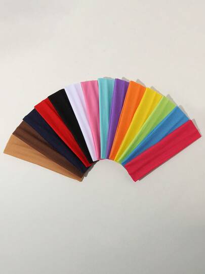 14 pezzi Set di fasce per capelli in stile campus, colore unito, fasce sportive casual, fasce per capelli, turbanti, fasce antisudore, accessori per capelli autunno inverno per donne, adatti per vacanze e outfit eleganti