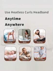 免加热卷发棒发带，无需加热的卷发丝带发圈，睡眠卷发丝带发卷，自然柔和波浪DIY卷发造型工具，卷发器，免加热卷发，卷发棒，美发产品及配件，适用于理发店、美容院、返校季、旅行度假必备，卷发棒，卷发器，圣诞节，卷发棒 - 藕粉色 - 查看 6