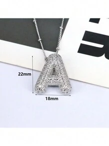 1 Pezzo Nuova Collana Con Ciondolo Lettera A-z 26 Di Lusso In Micropavé Cz, Collana Con Ciondolo Iniziale Del Nome In Platino Elettroplaccato Per Uomo E Donna