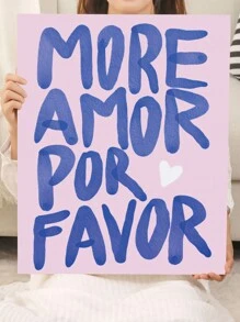 1張“more Por Favor”字母印刷海報,無框防水藝術布印刷品,適用於客廳臥室裝飾 - 彩色 - 查看 3
