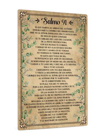 Putuo Decor 1pc Spanish Vintage Metal Tin Sign, Salmo 91, Wall Art Decor For Home Farmhouse Living Room, 7.8 X 11.8 Inches Gifts
