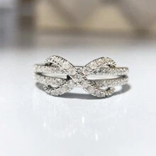 1pc Exquisite Infinity Design Micro Pave Cubic Zirconia Ring Suitable For Women's Daily Wear Cocktail Party Engagement Jewelry Gift - Silver - View 2