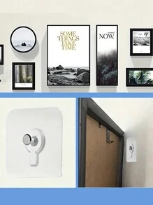 20pcs Non-Trace Hanger Hooks For Picture Frames & Paintings, Strong Adhesive Invisible Sticky Hooks For Wedding Photos, Wall Mount,Punch-Free Non-Marking Photo Frame Stickers Hanging Rack Wall Decoration Hanger Self-Adhesive Screw Patch Sticker Painting Hook - Clear - View 6