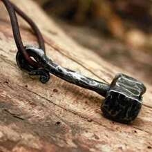 Vintage Nordic Viking Pendants Necklaces, Black Leather Necklace For Best Friend ,Legendary Viking Thor's Hammer Amulet Knot Pendant Men Jewelry