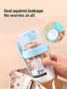 1 Máy Tính Di Động Salad Cup Để Lấy Đi Trái Cây, Salad, Đồ Ăn Nhẹ, Thực Phẩm Ít Béo, Ngoài Trời, Đa Chức Năng, Chế Độ Ăn Uống Túi Bên Hông - Màu xanh lam - Xem 1