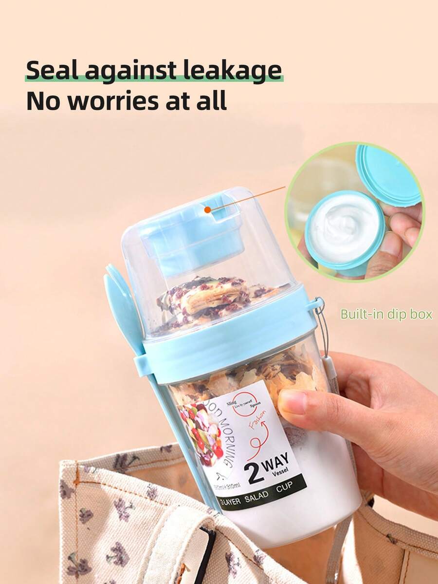 1 Máy Tính Di Động Salad Cup Để Lấy Đi Trái Cây, Salad, Đồ Ăn Nhẹ, Thực Phẩm Ít Béo, Ngoài Trời, Đa Chức Năng, Chế Độ Ăn Uống Túi Bên Hông - Màu xanh lam - Xem 1