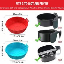 Air Fryer Silicone Liner For 3-5 QT, Flammable Parchment Paper Replacement, Reusable Baking Pan Oven Accessory, Red/Blue, Round/Square(Top 8 Inches, Bottom 6.75 Inches)