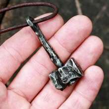 Vintage Nordic Viking Pendants Necklaces, Black Leather Necklace For Best Friend ,Legendary Viking Thor's Hammer Amulet Knot Pendant Men Jewelry