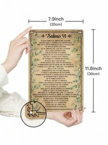 Putuo Decor 1 pezzo Insegna in metallo vintage spagnola, Salmo 91, decorazione murale per casa, living di stile country, dimensioni 20 x 30 cm, idea regalo - Multicolore - Visualizzare 3