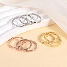 3 Stücke/set Mode Drei-leben Sandgestrahlte Edelstahl Ringe Für Paare, Einfache 2mm Innere Kugelgelenk Band Mit Matte Finish
