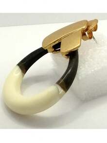 Er-moderna Pendientes De Resina En Tres Tonos Para Mujeres - Resina en forma de gota empalmada de tres colores. - Ver 3