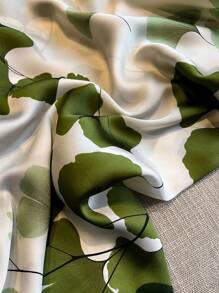 1pc Ladies' Simulated Silk Gingko Leaf Printed Long Scarf With Flowers, Spring And Autumn Style, Perfect For Daily Decoration And Travel Matching Bandana,Hair Band,Head Band Ideal For Dressing Up Your Look Winter Fall
