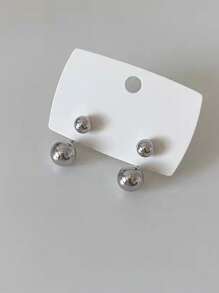 2 Miếng Quả bóng tròn Hoa tai Thích hợp Đối với Của phụ nữ Mặc hàng ngày - Vàng - Xem 2