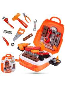 22件孩子工具套裝,維修工具背包,附有玩具鑽孔機和工具箱,耐用便攜有趣的工具套裝,適用於男孩和女孩 - 彩色 - 查看 4