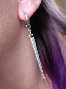 1 đôi Gothic Nhạc Punk Rock Hip-hop Phong cách Màu bạc Dài Spike Vòng khuyên tai Dành Cho Nam Và Nữ Mặc hàng ngày - Màu Bạc Cổ - Xem 2