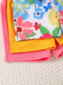 Tween Girl Flower Print Shorts For Summer - Multicolor - View 5