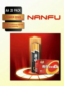 南孚20入組4入裝雙a電池,長效電源,鹼性電池,適用於家居和辦公設備 - 黑色 - 查看 1