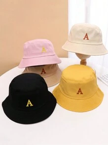 1pc New Women's Letter Embroidery Bucket Hat For Four Seasons, Concise Classic Style, Windproof & Sunscreen, Adjustable, Suitable For Outdoor Travel