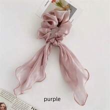 法式緞帶珠子髮繩,絲巾鬆緊帶,韓式蝴蝶結波西米亞髮帶 - 彩色 - 查看 4
