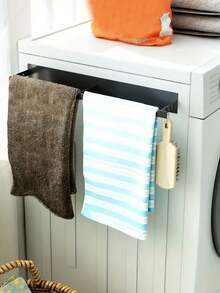 1pc Magnetic Hanger Organizer  Hanger Storage Rack For Washing Machine  Hanger Stacker For Closet Laundry Room  Clothes Hanger Storage For Balcony Drying And Wall Hanging - Punch-Free Design For Easy Installation And Convenient Storage  Laundry Room Organization - Black - View 4