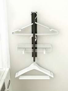 1pc Magnetic Hanger Organizer  Hanger Storage Rack For Washing Machine  Hanger Stacker For Closet Laundry Room  Clothes Hanger Storage For Balcony Drying And Wall Hanging - Punch-Free Design For Easy Installation And Convenient Storage  Laundry Room Organization - Black - View 2