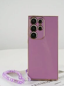 1入組鍍金幸運鑽手繩,與三星galaxy S24 S23 S22 S21 S20 Ultra + Fe Plus手機殼兼容的金邊框手機套 - 紫色 - 查看 6