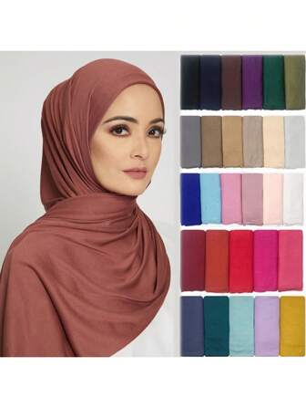 1 pièce Écharpe en mousseline de soie douce et longue écharpe pour robe de soirée, foulards de hijab en mousseline de soie pour femme, bandeau pour tête élégant