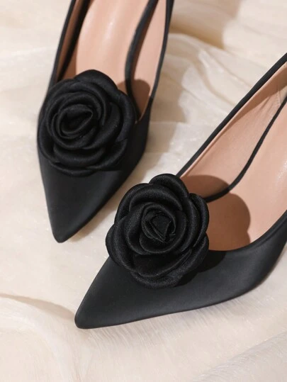 1 par (2 st) avtagbara gör-det-själv-rosblomsdekorationsskoklämmor, eleganta modeaccessoarer för höga klackar, pumps, plattskor i svart, vitt, lila, beige, rosa, gult, vinrött, grönt